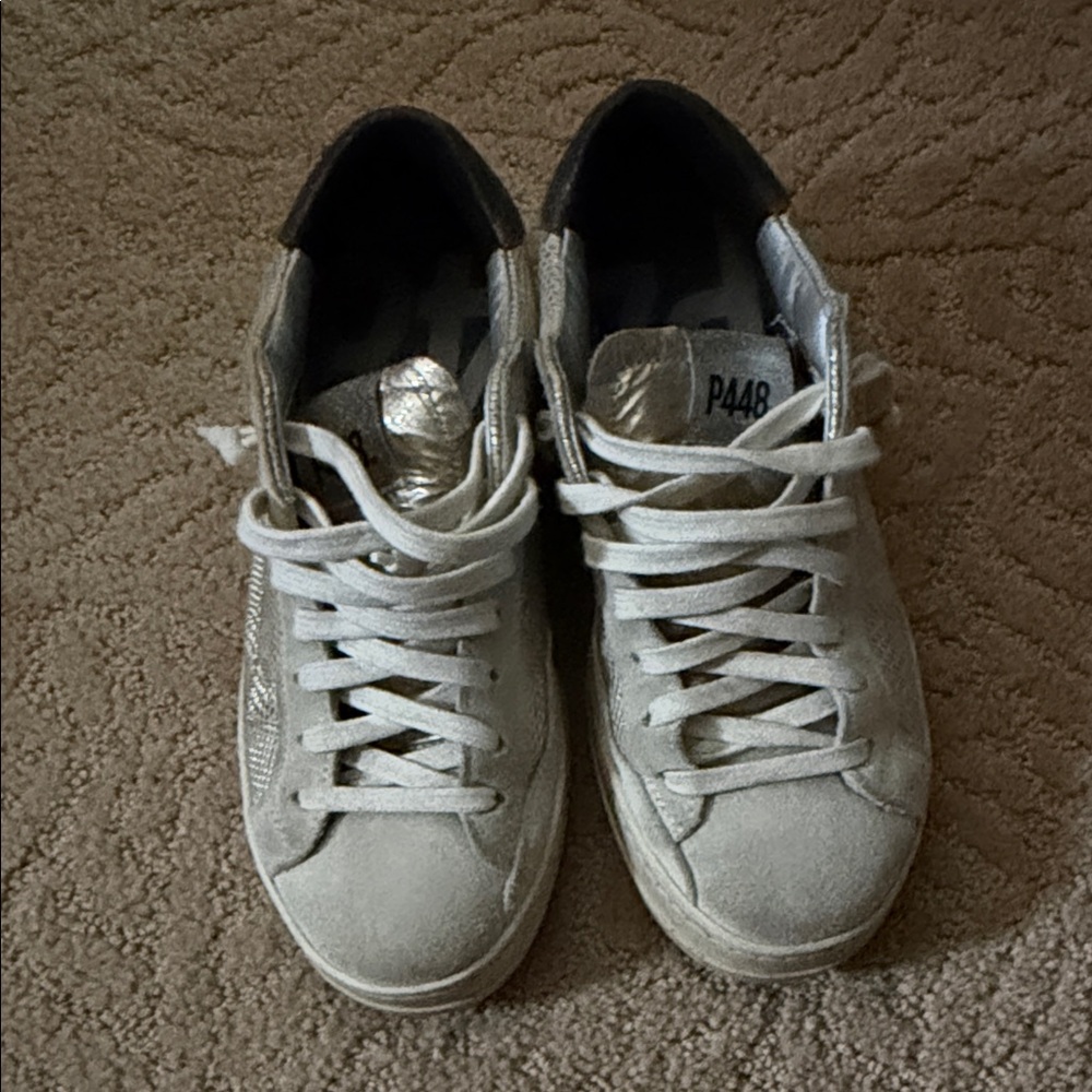 P448 Women's Beige and Gold Sneakers